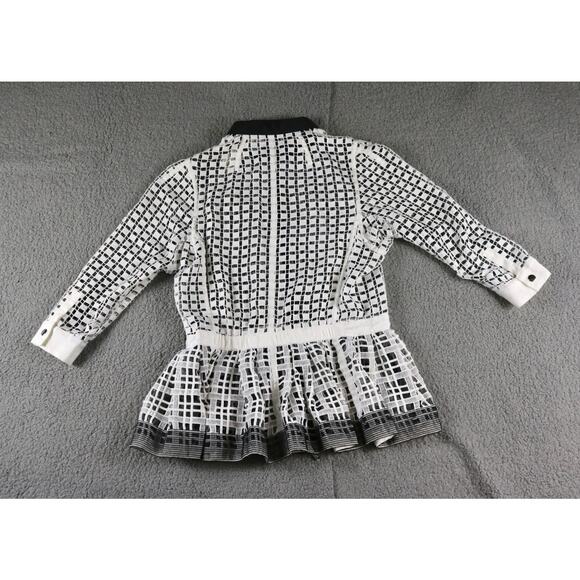 New Anthropologie Beguile x Byron Lars Lace Crochet Peplum Jacket 8 Lined Multi - Picture 3 of 11